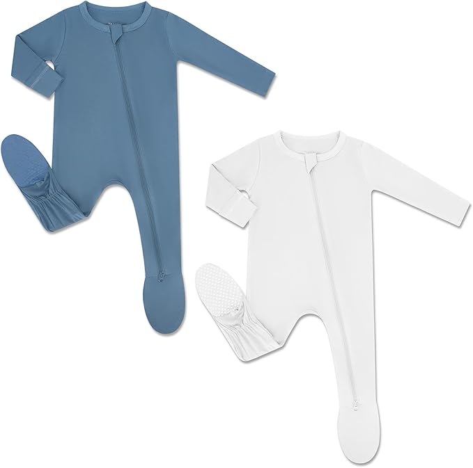 HAPIU Rayon from Bamboo Baby Footed Pajamas, 2 Way Zipper YKK, Footie for Baby Boy Girls, Newborn-24 Months