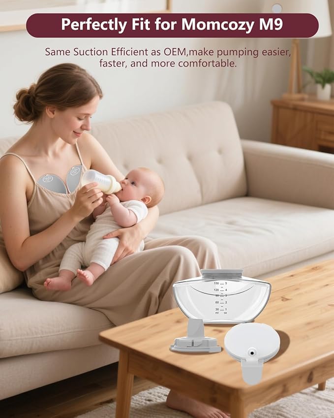 8PC Upgraded M9 Breast Pump Replacement Part, Including 4pcs Duckbill Valve and 4pcs Double-Layed Diaphragms for Momcozy Upgraded Mobile Flow | Upgraded M9, Valve, Diaphragms, 8PC Gray