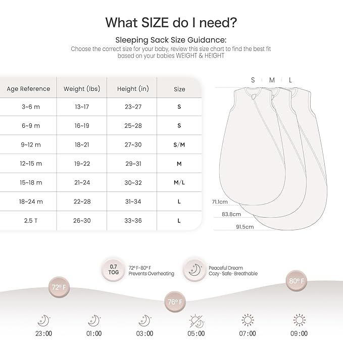 lulumoon Sleep Sack Muslin for Baby: Cotton Wearable Blanket for 9-15 Months - Soft Lightweight Ideal for Nursery Lounge Nighttime Naptime 12-18 Months