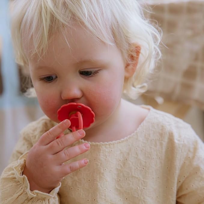 FRIGG Natural Rubber Baby Pacifier 4-Pack Rosy Romance | Made in Denmark | BPA-Free (0-6 Months)