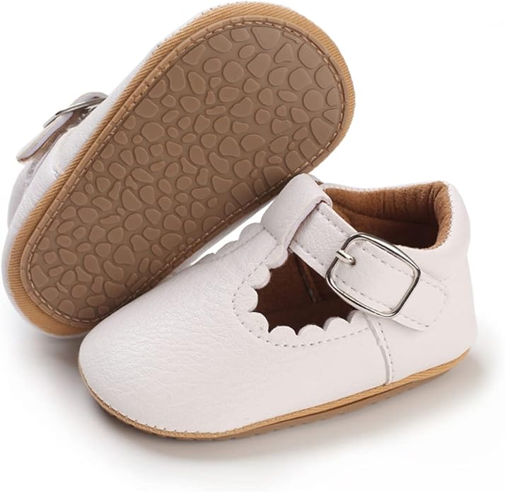 COSANKIM Baby Girls Mary Jane Flats Shoes Anti-Slip Rubber Sole Infant Toddler Princess Wedding Dress Shoes