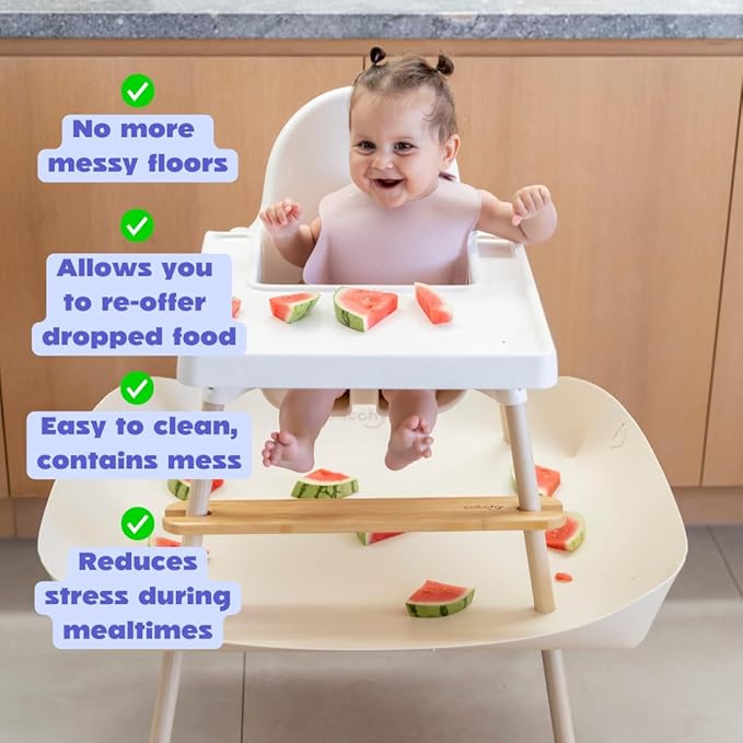 CATCHY -Food Catcher-Compatible with IKEA Antilop High Chair + 11 Other High Chairs- Highchair Sold Separately -Baby & Toddler Food & Mess Catcher-Premium Linen Inspired - Under High Chair Accessory