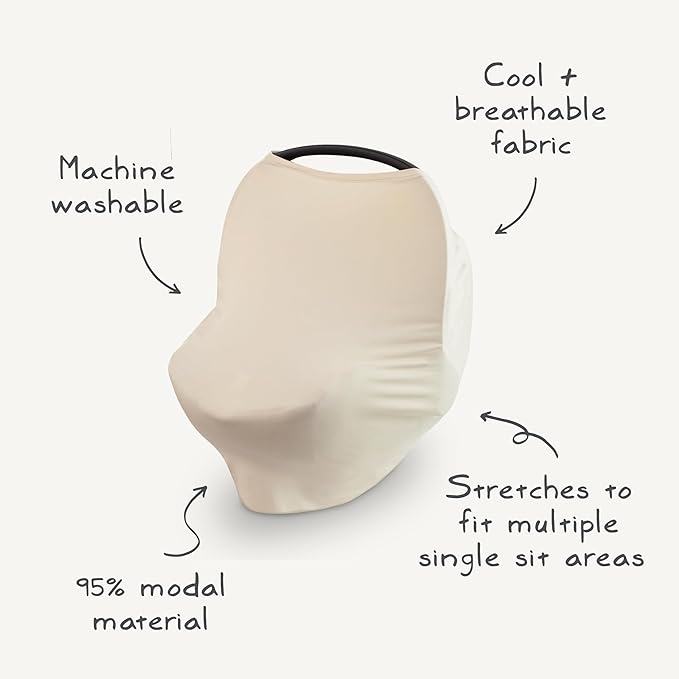 mushie Baby Car Seat Canopy Cover | Breathable & Stretchy Multi Use Cover for Breastfeeding, Nursing, High Chair, Shopping Cart, Strollers (Blush)