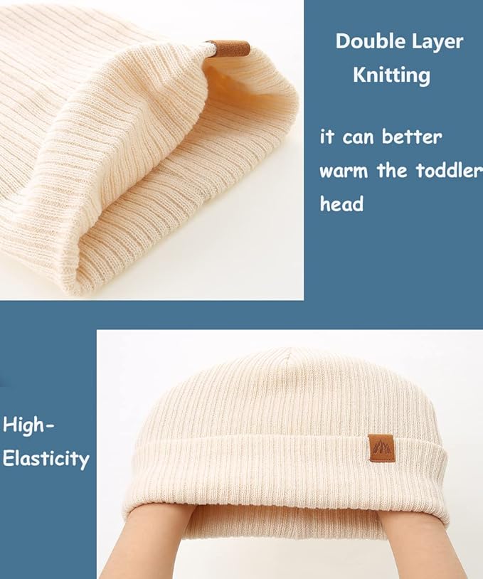 Moon Kitty 2PCS Baby Beanie Soft Toddler Beanie Warm Knitted Infant Winter Hats for Baby Boys