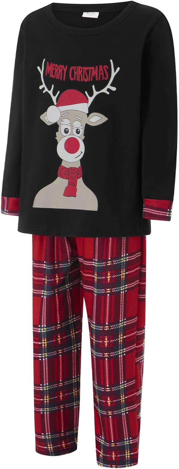 Awoscut Christmas Family Matching Pajamas Christmas Pjs Holiday Nightwear Sleepwear Sets Long Sleeve Pjs