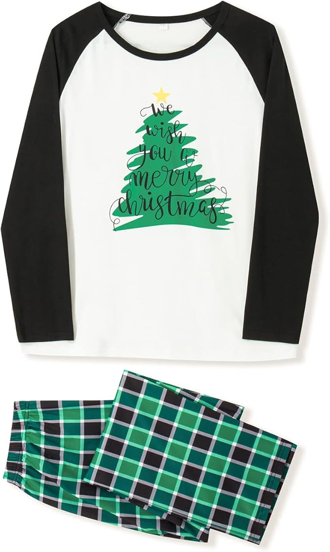 Awoscut Christmas Family Matching Pajamas Christmas Pjs Holiday Nightwear Sleepwear Sets Long Sleeve Pjs