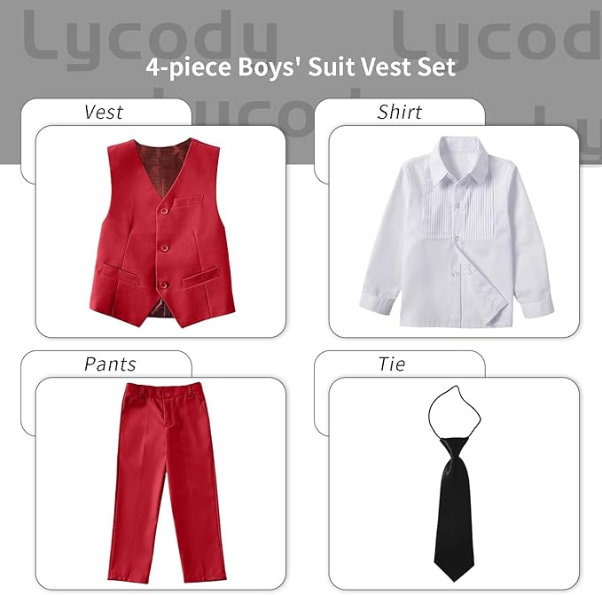 Boys Vest Set Formal Dress Suits Wedding Outfit Dresswear