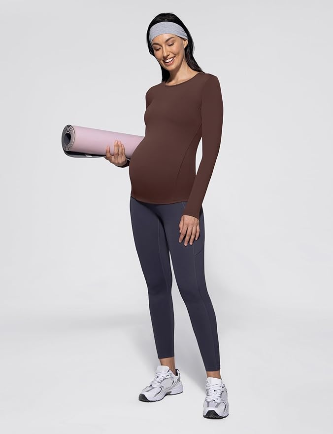 POSHDIVAH Women's Maternity Long Sleeve T Shirts Scoop Neck Pregnancy Tee Top Mama Clothes