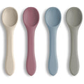 Vicloon Silicone Baby Feeding Spoons, 4 PCS First Stage Feeding Spoons for Infants, Baby Led Weaning Feeding Supplies Training Spoon, Toddler Utensils, Ultra-Durable & Chewproof, Dishwasher Safe
