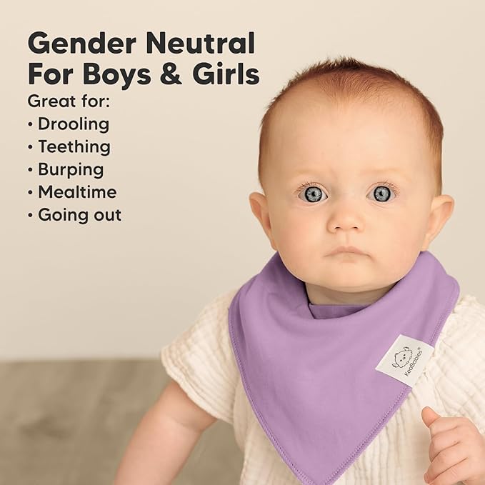 8-Pack Organic Baby Bandana Bibs for Girls - Super Absorbent Triangle Baby Bibs for Drooling and Teething Infant, 100% Cotton Extra Soft for Newborn, Infant 0-36 Months (Lilac)