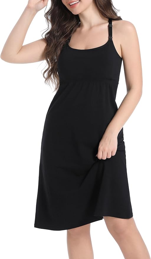 SUIEK 3-Pack Maternity Nursing Nightgown Cotton Breastfeeding Dress Pregnancy Tank Tops Sleepwear