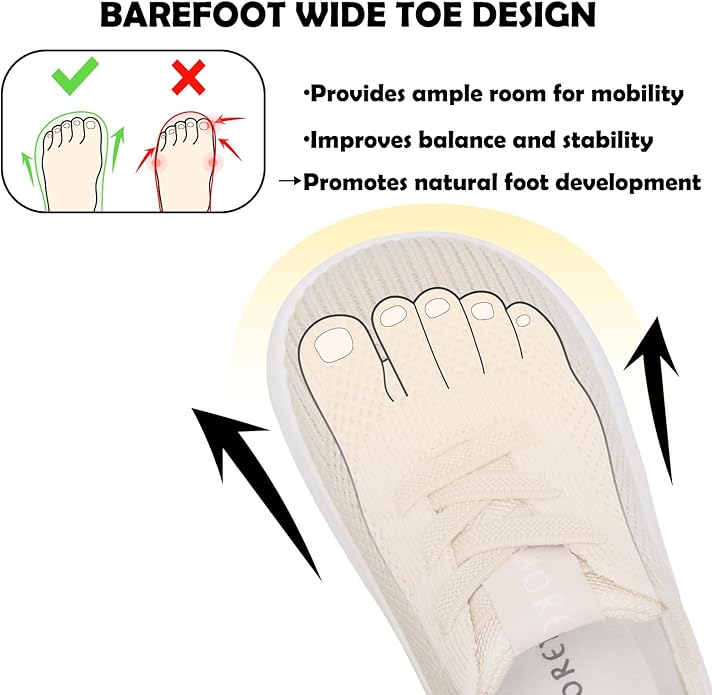 MORENDL Toddler Wide Toe Box Barefoot Shoes Baby First Walking Shoes Boys Girls Non-Slip Zero Drop Minimalist Sneakers