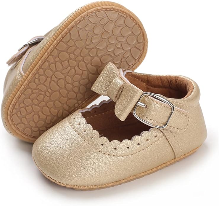 COSANKIM Baby Girls Mary Jane Flats Shoes Anti-Slip Rubber Sole Infant Toddler Princess Wedding Dress Shoes
