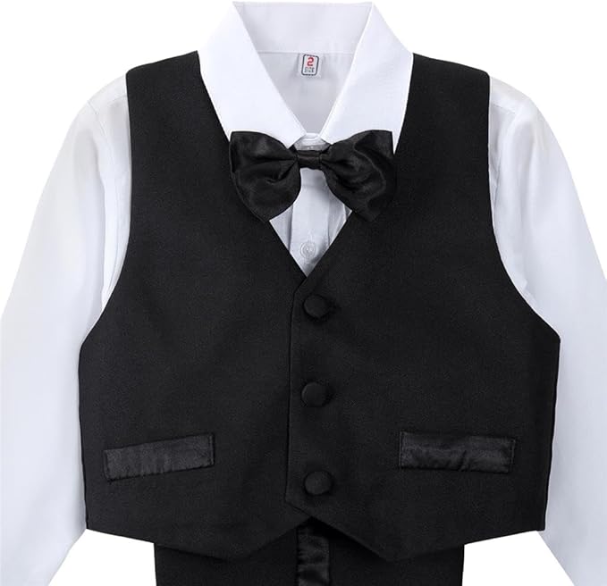 Dressy Daisy Baby Toddler Boy 5 Pcs Set Formal Tuxedo Suits No Tail Wedding Christening Baptism Outfits