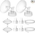 18 mm Flange Set Compatible with Spectra/Motif Luna Wide-Mouth Bottles, Breast Pump Parts Includes Breast Shield Tubing Valve Backflow Protector, Not Original Spectra Accessories