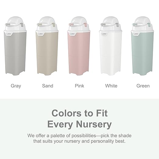 Foundations Tall Diaper Pail with Airtight Lid - Durable & Odorless Diaper Disposal, Large Capacity, Holds up to 60 Newborn Diapers, Refill with Any Bags, Gray (9612057)