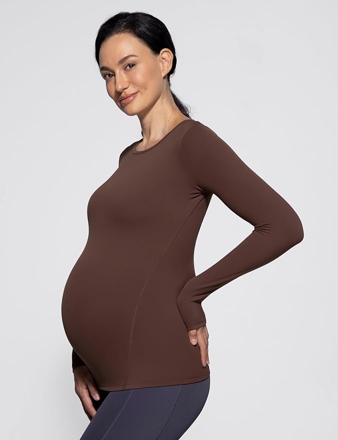 POSHDIVAH Women's Maternity Long Sleeve T Shirts Scoop Neck Pregnancy Tee Top Mama Clothes