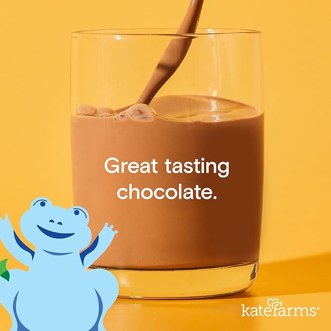 KATE FARMS Organic Pediatric 1.2 High Calorie Chocolate Nutrition Shake, 12g Protein, 27 Vitamins and Minerals, Meal Replacement, 8.45 oz (12 pack)