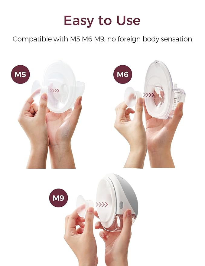 Momcozy Original Replacement Accessories for M5| M6| M9, Food-Grade Silicone & BPA Free, Original Breastfeeding Parts, Inserts 17mm, 4 Pack