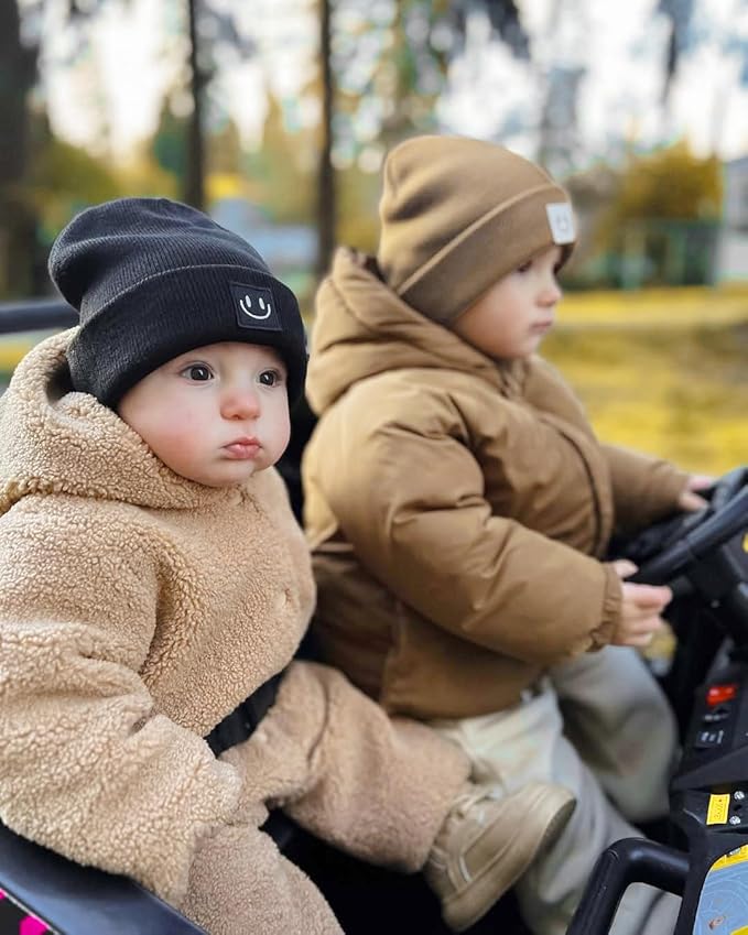 FURTALK Baby Beanie Cute Toddler Winter Hat Knit Boys Girls Warm 2 Pack Kids Embroidered Beanies Cap for 0-8 Years