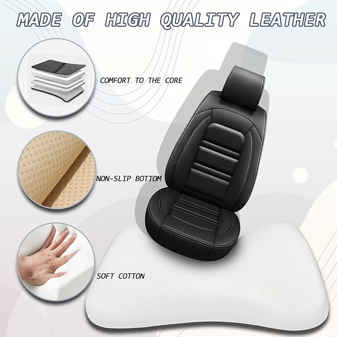 Seat Cover for Chevy Equinox 2005-2025 | Car Seat Covers Front Seats, Waterproof Seat Protectors, Automotive Front Seat Covers (Front Seat, Black)