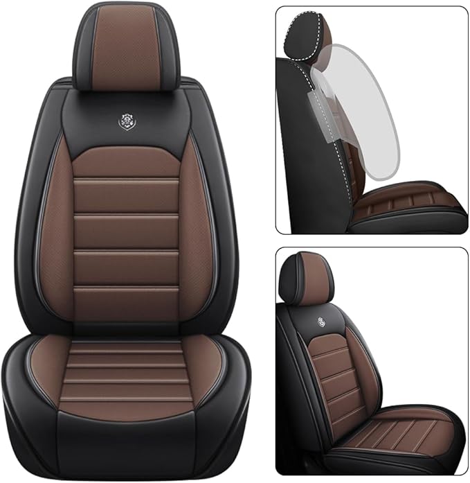 Leather Seat Cover for Ford Edge 2010-2026,Waterproof Soft Seat Covers,Interior Accessories Seat Covers Cushion Vehicle Protector Airbag Compatible(Black&Coffee,Full Set)