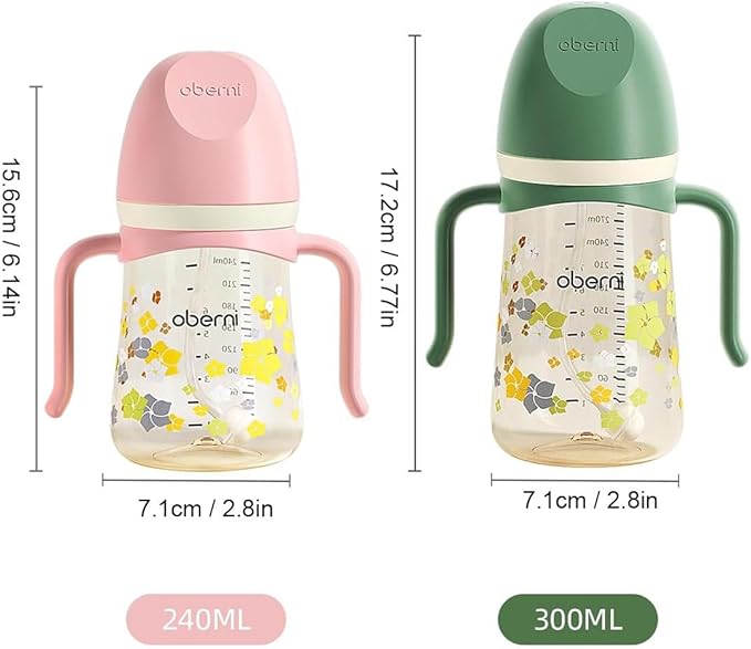 Baby Sippy Cup 240ml/8oz, Toddler Water Drinking Bottle with Non-Spill Valved Spout for 6+ Months, Pink/2Pack