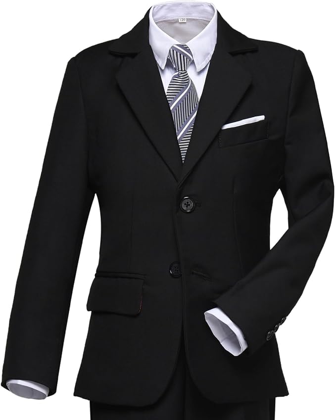 Boys Suit for Kids Tuxedo Suits for Wedding Formal Suit Set Toddler Boy Dress Outfit with Shirt and Tie