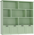 FINETONES Storage Organizer, Bookshelf with 4 Movable Chests and 7 Storage Cubes, Chest Storage with Hidden Wheels, Organizers and Storage, Green
