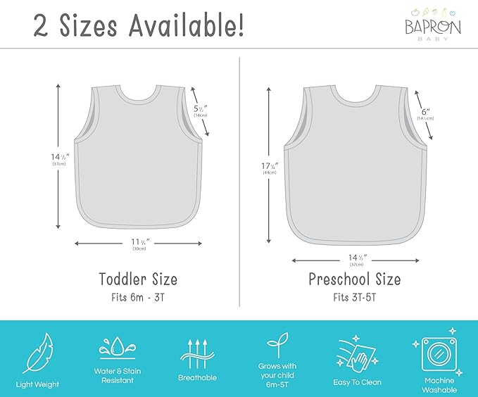 BapronBaby Pine Forest Bapron - No Neck Tie Safer Bib for Baby & Toddler - Soft Waterproof Stain Resistant - Machine Washable - Sz Baby/Toddler 6m-3T