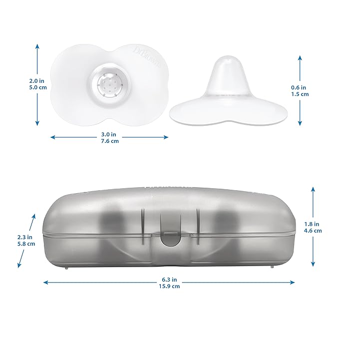 Dr. Brown's Butterfly Breastfeeding Nipple Shields for Protecting Sore, Flat or Inverted Nipples, Essential for Latching Difficulties with Microwave Sterilizer Carrying Case, 24mm