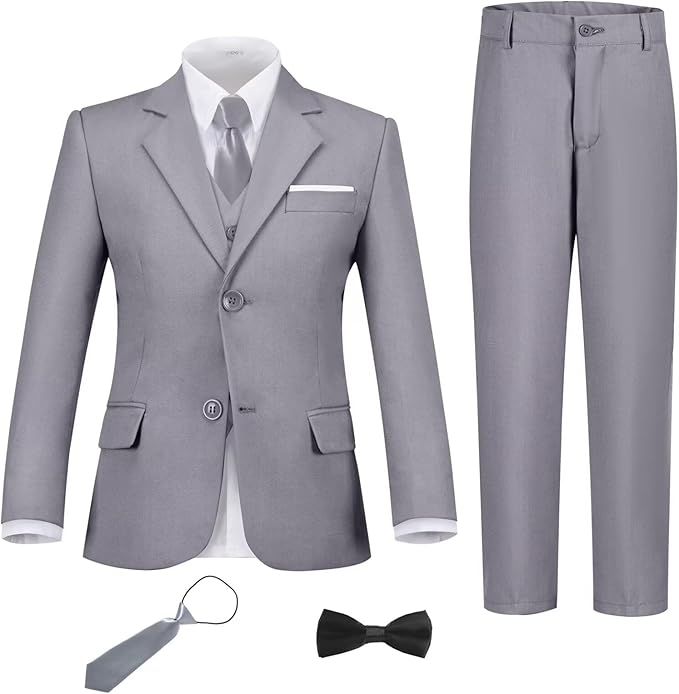 Boys Suit Set Slim Fit Kids Formal Suits Toddler Tuxedo Wedding Prom Classic Suits for Boy Teen Black Blue Dress Outfit