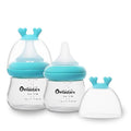 Glass Baby Bottles with Natural Response Nipple Size SS - Anti Colic Baby Bottles Wide Neck Slow Flow Baby Bottle (Blue, 4oz (Pack of 2))