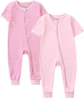 Jimonda Baby Sleeper Rompers,Unisex Boys Girls Zip-Front Pajamas One-Piece Footless Outfit 0-24 Months (Pack of 2