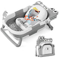 TPN Collapsible Baby Bathtub, Baby Bath Tub with Soft Cushion & Real-Time Thermometer, Baby Bathtub Infant to Toddler Tub (0-36 Months), Portable Travel Baby Tubs for Newborns (Grey)