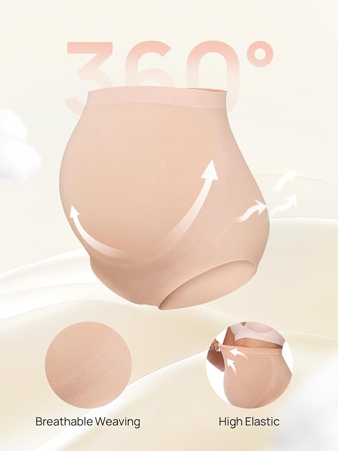Summer Mae Maternity Underwear Soft Breathable High-Waist Pregnancy Seamless Over Bump Panties for Women