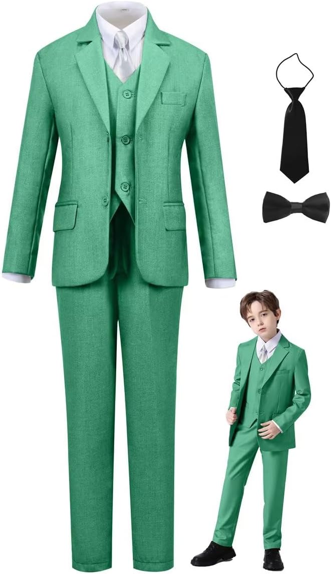 Boys Suit Set Slim Fit Kids Formal Suits Toddler Tuxedo Wedding Prom Classic Suits for Boy Teen Black Blue Dress Outfit