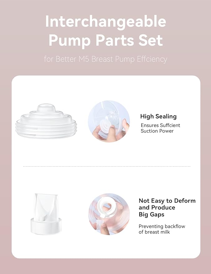 10PCS Breast Pump Parts Compatible with Momcozy M5 Replacement to M5 Silicone Diaphragms Duckbill Valves, Not Original Mom Cozy Pump Parts Accessories