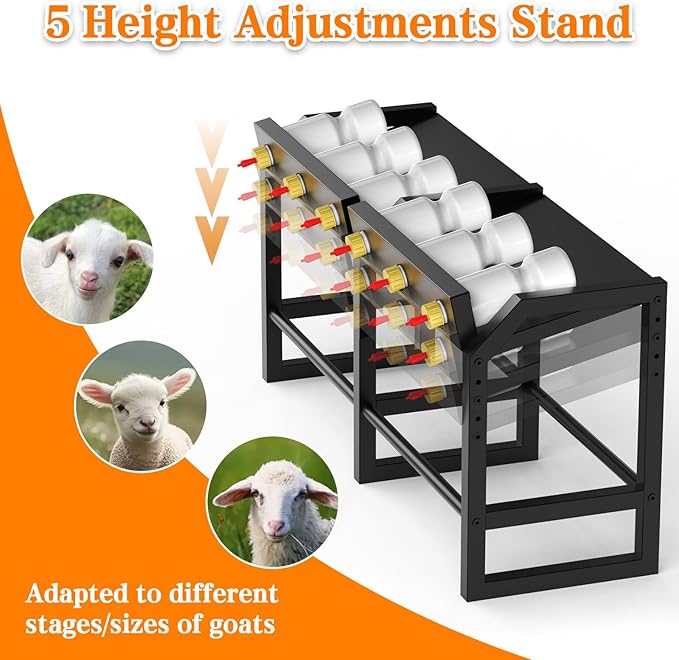 Portable Bottle Rack, Calf Bottle Holder, Free Standing Bottle Feeder Rack, 6 Feeding Ports Feed Baby Goat Sheep Lamb Puppy (Bottle NOT Included)