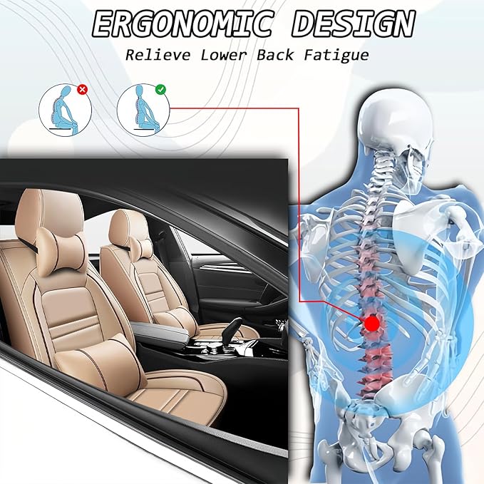 Car Seat Covers for Volvo Car xc60 2010-2025 | 5-Seats Seat Covers, Waterproof Seat Protectors, Automotive Seat Covers (Full Set with Pillow,Beige)