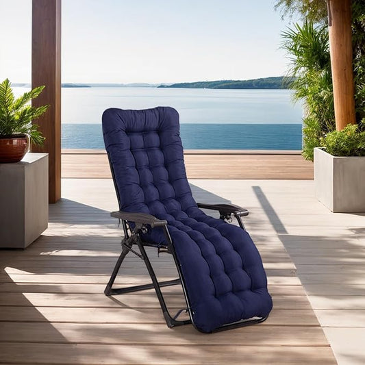 ERWUDEling Extra Wide 67 Inch Sun Lounger Cushion - Thick Blue Patio Chair Pad, Slip Pad w/8 Ties, Zero Gravity Chairs/Outdoor Garden Loungers