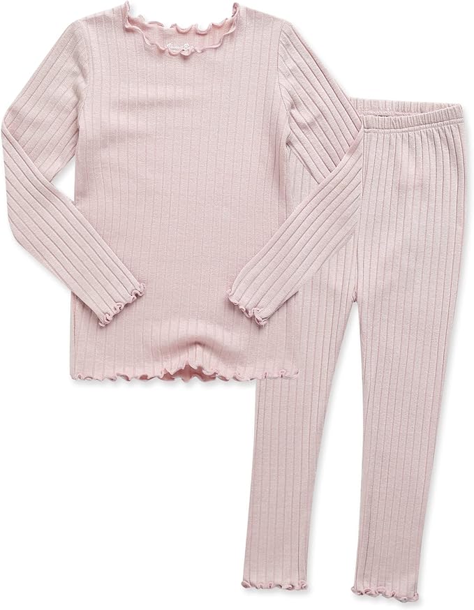 VAENAIT BABY 6M-12Y Infant Kids Toddler Junior Girls Soft Comfy Modal Tencel Shirring Sleepwear Pajamas 2pcs Set