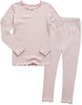 VAENAIT BABY 6M-12Y Infant Kids Toddler Junior Girls Soft Comfy Modal Tencel Shirring Sleepwear Pajamas 2pcs Set
