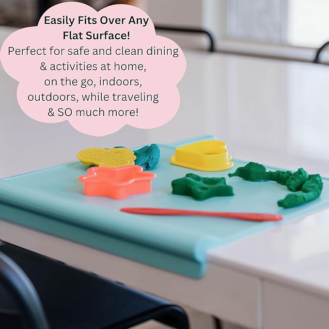 The Table Tyke Silicone Placemats for Toddlers with Patented Edge Bumper | Kids Placemats Non Slip Travel Ready | Baby Placemat BPA Free for Restaurant Dining Table | Ballet Pink