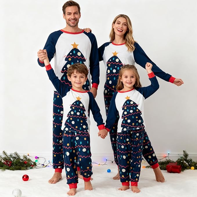 Awoscut Christmas Family Matching Pajamas Christmas Pjs Holiday Nightwear Sleepwear Sets Long Sleeve Pjs