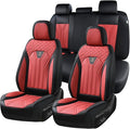FLORICH Leather Seat Covers Automotive Seat Covers Car Seat Covers Full Set Car Seat Protectors 5 Seats Driver Seat Covers Fit for Most Cars Trucks SUV-Black&Burgundy
