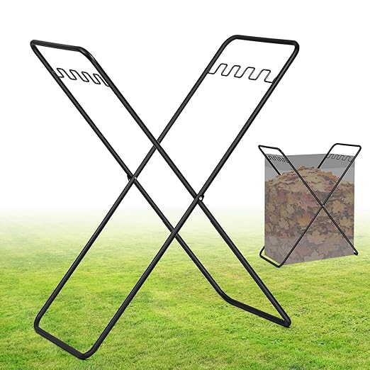 Trash Bag Holder Stand, Heavy Duty Foldable Metal Garbage Bag Frame Fits 30-50 Gallon, Portable Yard Leaf Bag Holder for Lawn Cleanup, Camping, Weeding, Parties