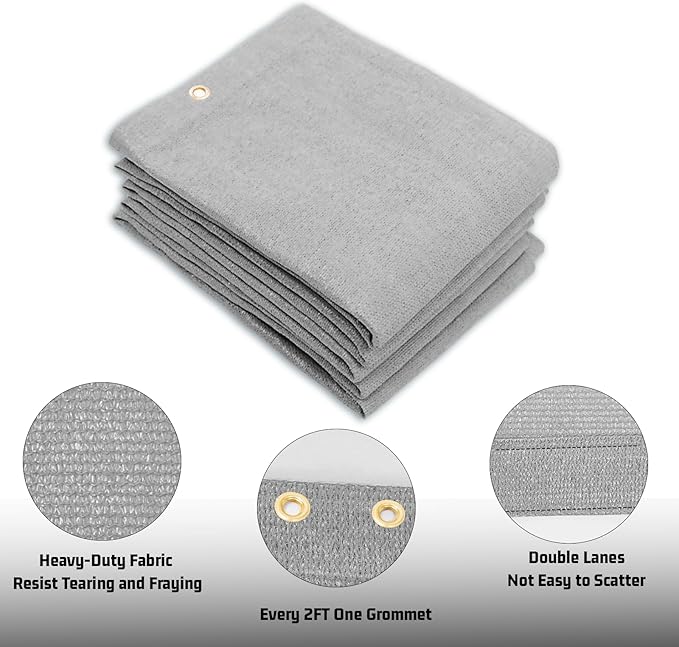 SUNNY GUARD Shade Cloth Custom Size 19x23 FT Sun Shade Screen Fabric Shade Cover Tarp with Grommets for Pergola Backyard Garden, Light Grey(We Customized)