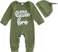 Fernvia Newborn Baby Boy Clothes Letters Print Bodysuit 3 6 9 12 18 Months Long Sleeve Jumpsuit with Hat 2PCS Outfits Set