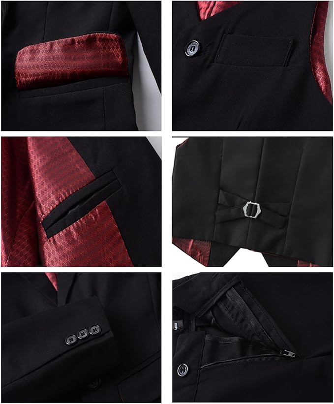 Boys Suit for Kids Tuxedo Suits for Wedding Formal Suit Set Toddler Boy Dress Outfit with Shirt and Tie